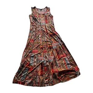 Sami & Jo Purple Dress 1X Plus Size Patterned Paisley Patchwork Sleeveless